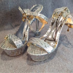 Silver 5-1/2” platform heels